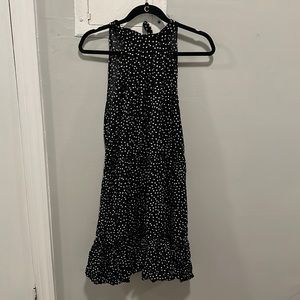 BTFBM Women Summer Halter Dress, Black with White Polka Dots, sun dress, size XL